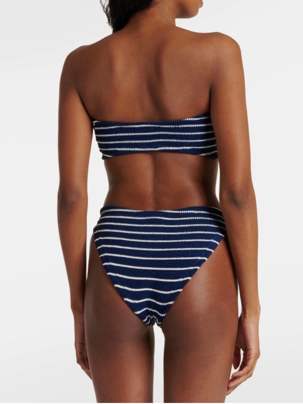 NWT Hunza G Navy and White Striped Jean Bandeau Bikini - Picture 2 of 12